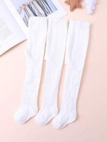 3 件装女孩心形印花紧身裤，甜美紧身裤适合女孩学生校服和日常穿着 - 白色 - 查看 11