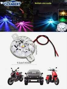 GLANBERT 2件装12V七彩装饰照明LED灯氛围灯车底灯摩托车装饰配件通用型防尾随汽车底盘灯电动车摩托车防雾灯18种模式切换防止追尾