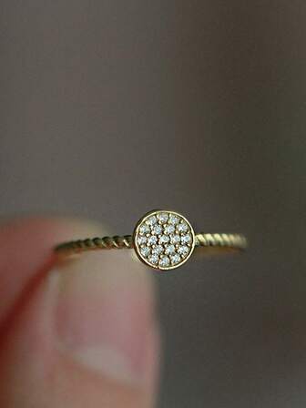 1 pièce Bague ouverte en argent sterling S925 de style français romantique avec cubic zirconia, boussole étoilée. Petit anneau exquis, cadeau d'anniversaire, tenue de soirée pour femmes