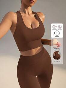 Yefecy 瑜伽健身套装无缝运动文胸和塑身高腰紧身裤