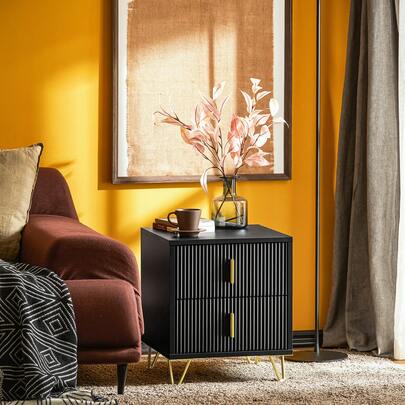 SoBuy FBT115-W Sängbord med 2 lådor för resårbädd, soffbord, sidobord, telefonbord, nattduksbord, vit B X H X D Ca: 40 X 47 X 40 Cm