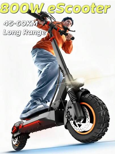 800W Electric Scooter, E Scooter Max 45-60Km Range, 48V 15AH Folding Electric Scooters For Adults Up To 45KM/H, 10" All Terrain Tire EScooter With Double Suspension & Turn Signal Light & Side Light