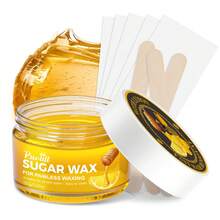 Sugar Wax Hair Removal Set (Five Hair Removal Papers + Three Sticks), No Required, Gentle And Painless Hair Removal, Suitable For All Body, Containing Honey, Maltose, Mild Formula, Alcohol-Free, Non-Irritating To The Light Beige