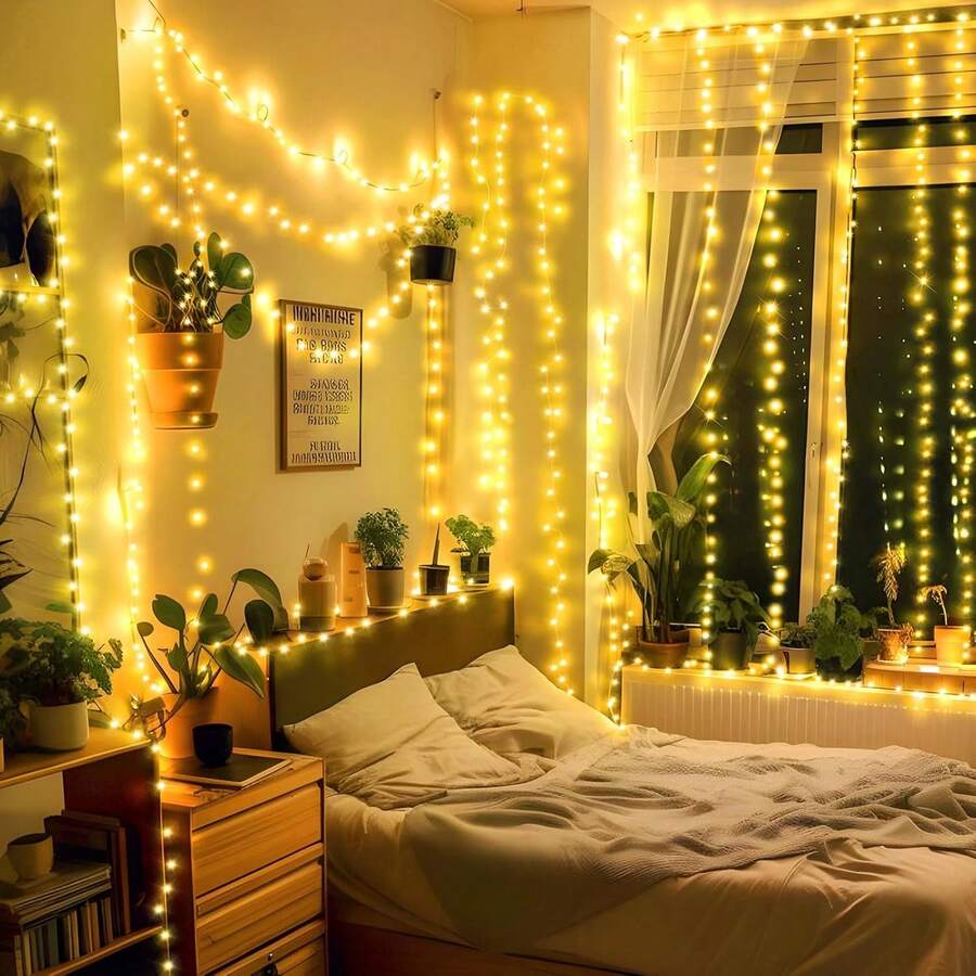 Battery Operated String Lights Indoor Outdoor Decorative Lights, Warm White Fairy String Lights,Ideal For Bedroom Living Room Tree Patio Classroom Party Holiday Wedding Christmas Decor - 暖白光 - 查看 1