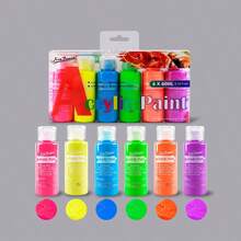 6 Bottles Of Acrylic Paint, 60ml Each, In Macaron Pearlescent Fluorescent Standard Colors. Waterproof, UV-Resistant, And Highly Opaque. Ideal For Art Students' Hand-Painted Wall Graffiti And Textured Painting Projects. Perfect As Holiday Gifts Or Graduation Presents. - 60ml - Xem 9