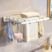 1 szt. Składana suszarka ścienna oszczędzająca miejsce na ubrania, spodnie, ręczniki, balkon, dziedziniec - one-size - Zobacz 10