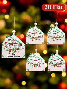1pc Christmas Hanging Ornament, Family Of 2/3/4/5/6 Snowman Figure Perfect Christmas Ornaments, Envelope Frame Design Wooden Pendant For Home Decoration, Christmas Tree Decoration, Christmas Gift, Family Souvenirs, 2025 Christmas Decoration, Merry Christmas, Holiday Party Favors, Xmas Party Decor, Christmas Party Supplies,