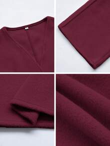 Vaiaye Women's Solid Color Wool Cardigan Coat, Suitable For New Year And Thanksgiving - Burgundy - View 11