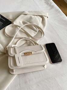 女士时尚手提包，新款复古百搭马鞍包，斜挎单肩包，优质单肩钱包 - 白色 - 查看 6