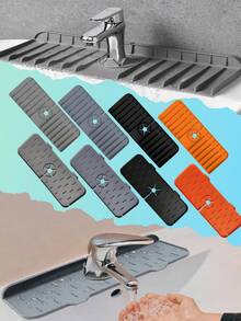 1pc Faucet Drain Mat Sink Splash Pad Silicone Drain Mat Sink Table Hand Washing Water Pad Silicone Waterproof Mat Silicone Drying Mat,Non-Slip Kitchen Mats For Sink Side, Natural And Hygienic Kitchen Essential For Home And Kitchen Room Decor, Part Of Your Cozy Fall& Winter Styles And Christmas Decorations