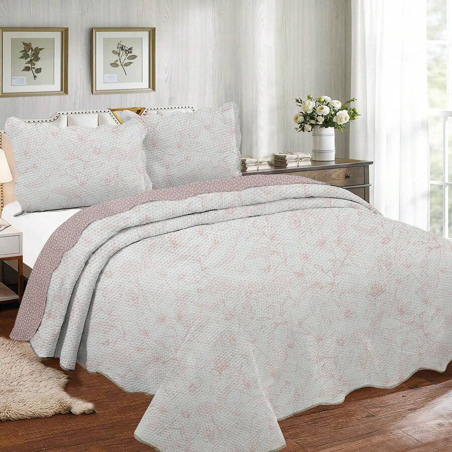 3-Piece Printed Double-Sided Bedspread Kit - Print 6 - View 1