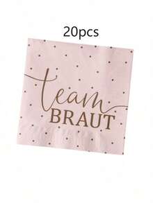20 件/40 件/60 件/套，单身派对新娘送礼会餐巾 Team Braut 波尔卡圆点餐桌装饰，适合单身派对新娘和新娘团队/婚礼，颜色为粉色和玫瑰金 - 彩色 - 查看 7