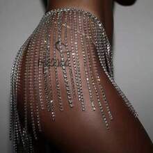 1 pezzo Catena per vita con cristalli e strass, lunga nappa, catena per il corpo