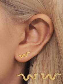 1 Pair S925 Sterling Silver Snake Hoop Earrings With Micro-Inlaid Zirconia Stones, Luxury European & American Design Jewelry For Women, Suitable For Valentine's Day, Anniversary, Birthday, Party, Daily Wear