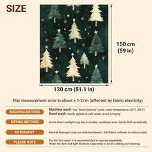 1pc Green Christmas Tree Pattern Fleece Blanket, Single-Sided Printed Flannel Blanket, Suitable For Holidays, Birthdays, Sofa And Home Decor