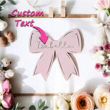 1件定制木质姓名牌，个性化姓名，独特领结设计，多种颜色可选，适用于卧室、客厅、家居装饰、婚礼、生日、情人节、派对、复活节等场合，可作为定制礼物或个性化礼物。 - 彩色 - 查看 4