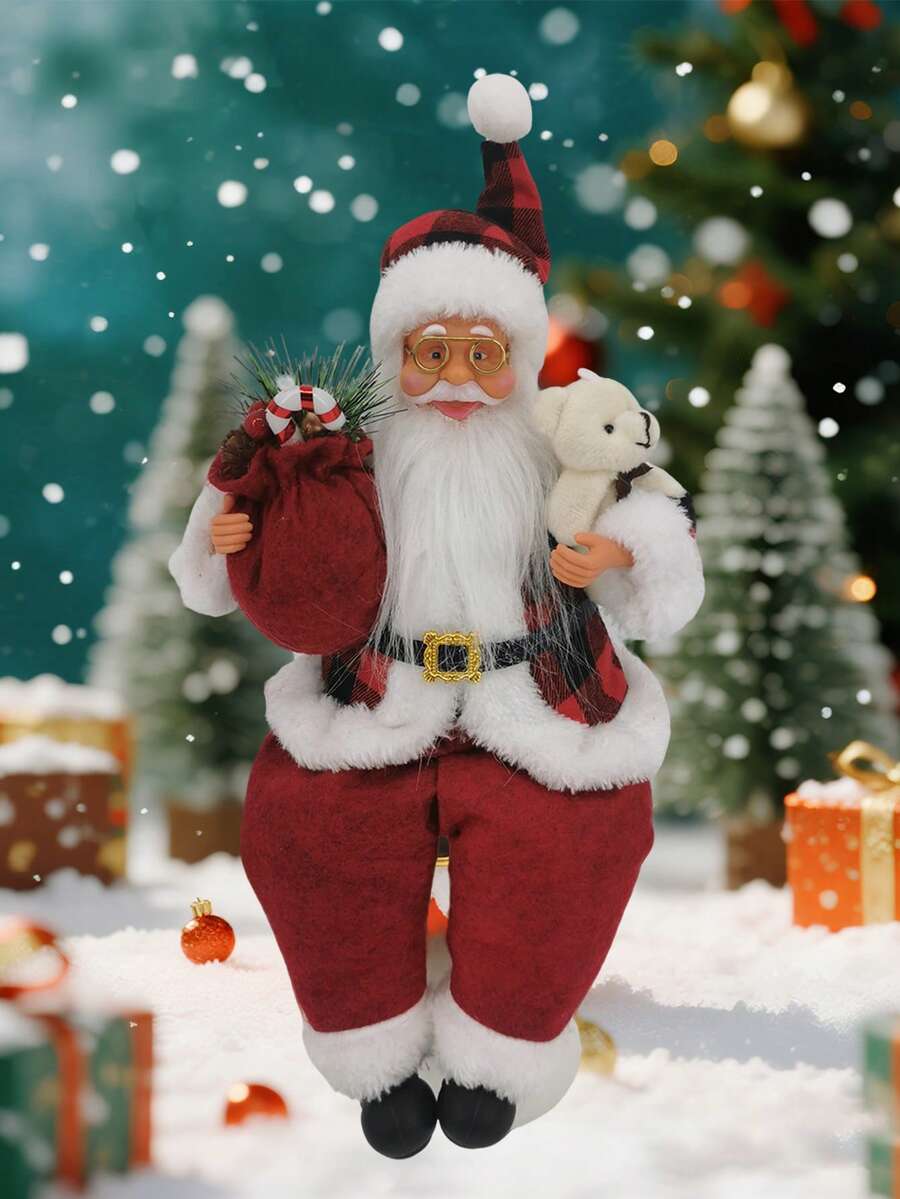 Décoration de Noël Père Noël debout créatif Nouveau sac à dos Père Noël, Fournitures de décoration de fenêtre Père Noël debout, Décoration d'arbre de Noël Père Noël, Décoration de maison Noël, Fête du Printemps, Décoration de fête, Décoration de mariage, Décorer l'arbre de Noël