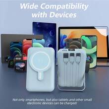 XBJ 10000mAh Mini Portable Mobile Power Bank With LED Display And Cable , Input USB-A/Type-C/Lightning/Qi ,Suitable For IOS Wireless MagSafe Charger And ANDROID Cable Charging, High-Capacity Portable Power Bank, Wireless MagSafe Charger, Wired Mini Portable Power Bank ,A Portable Mobile Power Bank With Stand And Digital , For IOS And Other Series Compatible With Most Electronic Products On The Market, Travel, Camping, Emergency Backup Outdoor, Christmas Gift\Easter Gift\Holiday Gift \Festival Gift - 彩色 - 查看 8