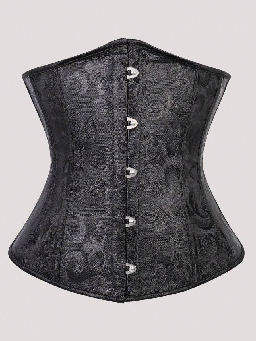 Waist Belt, Women's Waist Belt, Black Jacquard Palace Style, Classic And Versatile, Suitable For Outer Wear, Suitable For Daily Wear, Masquerade, Halloween Party, Women's Waist Belt, Women's Waist Clip - 黑色 - 查看 1