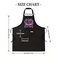 1pc Funny Chef Apron - High Quality & Kitchen Apron With Funny Sayings Like "I'm A Multi-Tasking Tray Filling Lunch Lady" - Black With Pink Text - Heavy-Duty Polyester Apron For Home Cooks, Professional Chefs, Cafeteria Workers - Easy-Clean Work Apron For Men & Women, Food Prep Gear, Bold Lettering, Durable Fabric, Baking Enthusiasts - AZX0001 - Xem 4