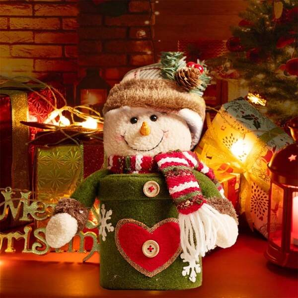 Santa/Snowman/Reindeer Treat Box Creative Christmas Apple Bags With Lid For New Year Holiday Party Decor