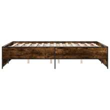 vidaXL Bettgestell Räuchereiche 135x190 cm Holzwerkstoff und Metall