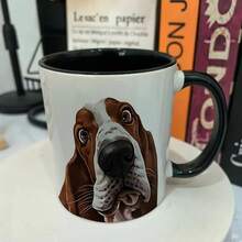 1pc Basset Lover's Ceramic Mug - 11oz Insulated Cup For Hot & Cold Drinks, Cute Full-Body Dog Design, Perfect Gift For Pet Owners, Hand Wash Only, Dog Mug - All White - View 9
