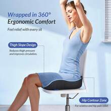 Gel Seat Cushion For Office Chair And Car Seat With Ergonomic Zoning, Memory Foam Chair Cushion For Sciatica, Lower Back, Tailbone Pain Relief And Intimate Ventilation, Non-Slip & Airy Cover,19066750 - 黑色 - 查看 5