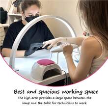 1 قطعة مصباح أظافر نصف قمري حديث بطول 53 سم (20.54 بوصة) بحجم كبير، مصنوع من معدن بتشطيب لامع، يعمل بالطاقة عبر منفذ USB، بأزرار تحكم، متعدد الاستخدامات للاستخدام المنزلي والاحترافي، بدون بطارية مطلوبة