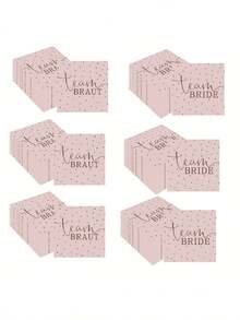 20 件/40 件/60 件/套，单身派对新娘送礼会餐巾 Team Braut 波尔卡圆点餐桌装饰，适合单身派对新娘和新娘团队/婚礼，颜色为粉色和玫瑰金 - 彩色 - 查看 5