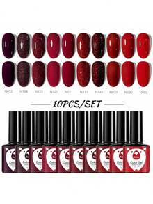 XEIJAYI 10 件/套秋季流行粉紅色閃光凝膠指甲油 - 浸泡紫外線 Led 指甲閃亮飾面,適合 Diy 美甲,閃亮指甲藝術美甲 Diy 沙龍女士禮物 - 彩色 - 查看 8