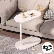 C-Shaped Compact Sofa Side End Table Coffee Laptop Table Living Room Bedroom UK - White - View 1