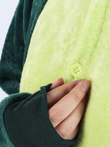 Unisex Costume Blanket Overall  Home Wear Boys Girls Children Animal Winter Hooded Soft Warm Clothes Zipper Child Cartoon Cosplay Kids - Dark Green - View 6