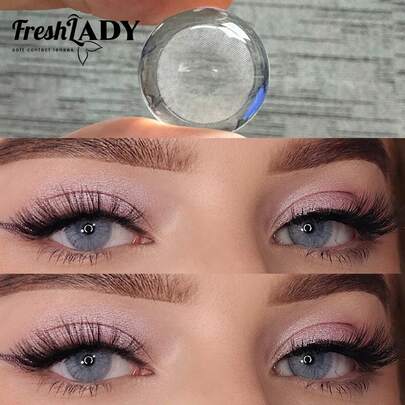 FRESH LADY Freshlady 镜片，适合在校学生，处方极光灰色彩色隐形眼镜，1 年一次性，万圣节服装角色扮演