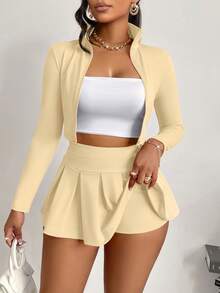 AIJ Bộ đồ thể thao nữ Amarilo gợi cảm gồm 2 mảnh, áo ôm sát quyến rũ và quần short/váy an toàn dễ thương, phù hợp cho thể thao, mặc hàng ngày và chơi tennis. - mai nhẹ - Xem 4