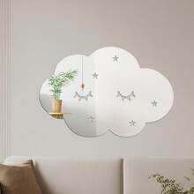Pegatina de pared de espejo acrílico en forma de nube, decoración de pared de fondo para dormitorio y sala de estar