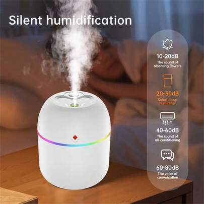 1 Portable Desktop Cold Mist Humidifier, LED Aroma Diffuser, Suitable For Bedroom, Living Room, Office Desk, Car Humidifier, Lucky Multi-Color Car Aroma Diffuser, Atmosphere Lamp Humidifier With USB Spray Machine, Aroma Spray