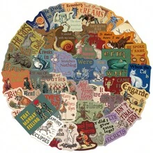 50PCS Medieval Weird Abstract Stickers Aesthetics Stickers Scrapbooking, Diary, Bumper, Skateboard, Water Bottle, Cartoon, Hard Hat, Car Stickers And Decals