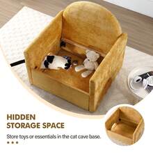 Oversized Armchair With Cat House,Modern Style Accent Chair With Cat Bed, Chenille Single Sofa Lounge Chair For Living Room, Bedroom - 黃色 - 查看 7