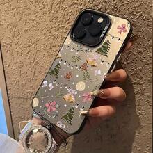 1pc Fashionable & Romantic Christmas Theme Cartoon Pattern Electroplated Acrylic Anti-Drop Phone Case, Compatible With Apple 16/15 Pro Max/15 Plus/15 Pro/15/14 Pro Max/14 Plus/14 Pro/14/13 Pro Max/Pro Max/12 Pro Max/12 Pro/12/11 Pro Max/11, Perfect Christmas, New Year, Easter Gift For Family And Friends, Best Christmas Choice