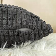 4 fundas de cojín decorativas, 45 x 45 cm funda de cojín de pana para sofá,Funda de almohada a rayas de estilo bohemio de pana suave para sofá, cama, decoración del hogar de granja - Gris Oscuro - Ver 5