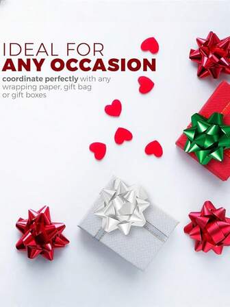 30/100pcs Mini Gift Wrapping Bows, Self-Adhesive Christmas Metal Bow Decorations, Holiday, Christmas, Birthday Party Gifts