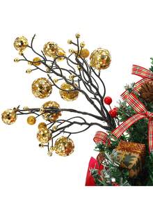 30,2 cm Steli di bacche glitterati natalizi, ornamenti di bacche artificiali glitterate per albero di Natale, corone, decorazioni fai-da-te, centrotavola per feste natalizie