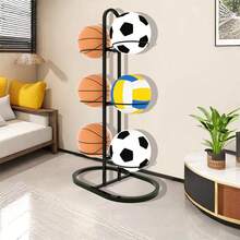 3-Layer White Basketball Storage Rack