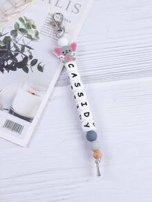 定制可爱笑脸、小动物、硅胶印花珠子、英文字母串珠钥匙扣、定制名字、定制礼物、定制钥匙扣、定制包包挂饰 - 表情+字母 - 查看 20