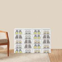 20 scatole per scarpe con coperchio, scatole trasparenti impilabili per riporre le scarpe, organizer salvaspazio per armadio, scatole modulari per riporre le scarpe da ginnastica, in bianco perla - Bianco - Visualizzare 5