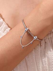 1 件 925 纯银太阳、月亮和星星安全链，适合手链 DIY 女士珠宝 - 銀色 - 查看 9