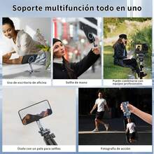 Trípode Selfie Mini Magnético de Aluminio Plegable para Bolsillo - Compatible con 12/13/14/15/16 y Teléfonos Android, Ajustable, Color Gris - Gris - Ver 9