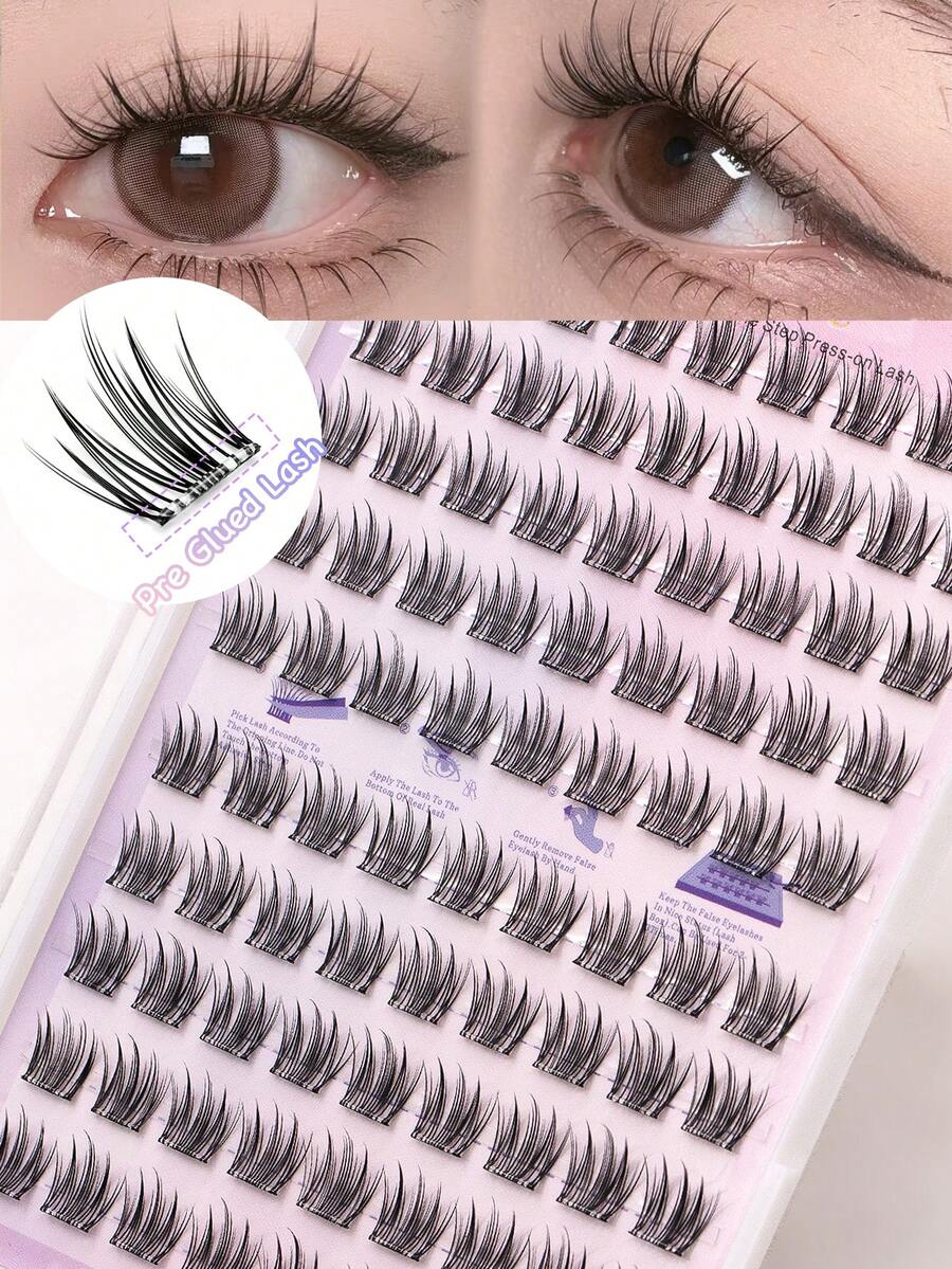 90 Clusters Stick On Lashes C Curl Self Adhesive Eyelashes Pre-Bond Individual Lash Clusters 10-13mm Wear No Glue Needed Eyelash Reusable Natural Soft Eyelash Extension Long Lasting Japanese Korean False Eyelashes Gift For Women & Girl Large Capacity Segmented Fake Eyelash With Adhesive Lash Clusters,Eye Lash Clusters,Individual Eyelashes,Lashes,Fake Lashes - C - 查看 1