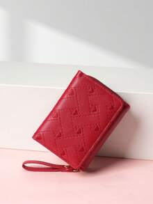 BATSIOE Women's Short Wallet Fashion Embroidered Heart Coin Purse Tri-Fold Card Holder PU Leather Multi-Card Slots For Women Money Wallet Mini Wallet Purse Wallet Fall Small Wallet Cute Wallet Wristlet Wallet